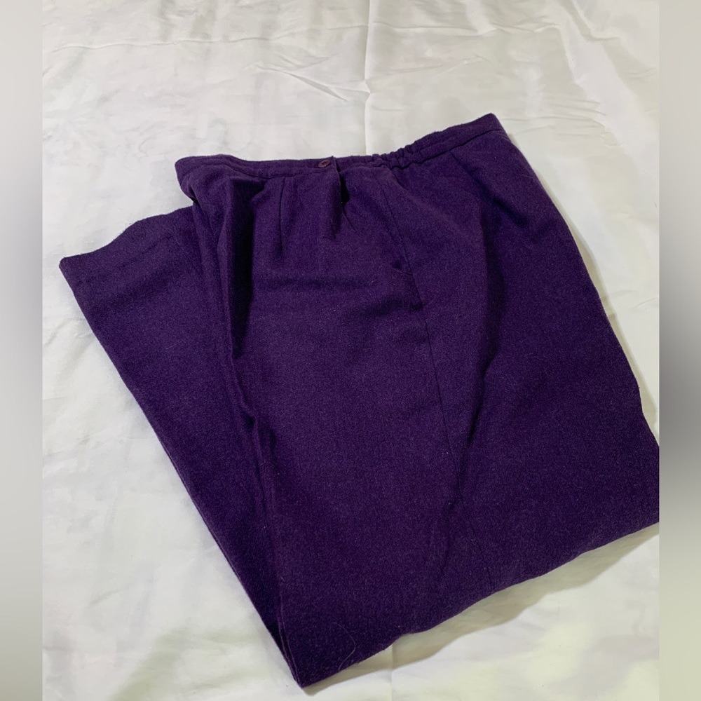 Women’s slacks, purple wool like feel, light weight